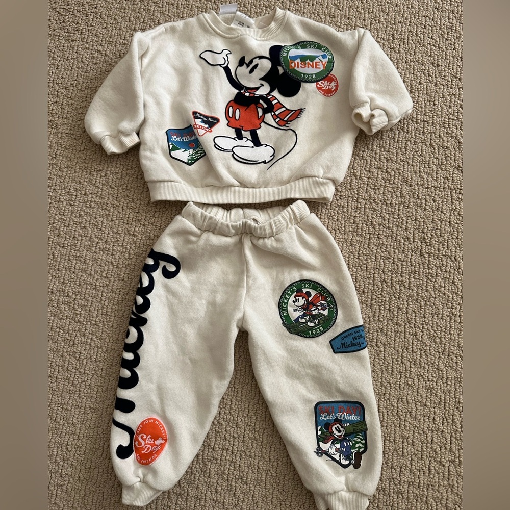 Zara toddler boy Mickey Mouse ski print set